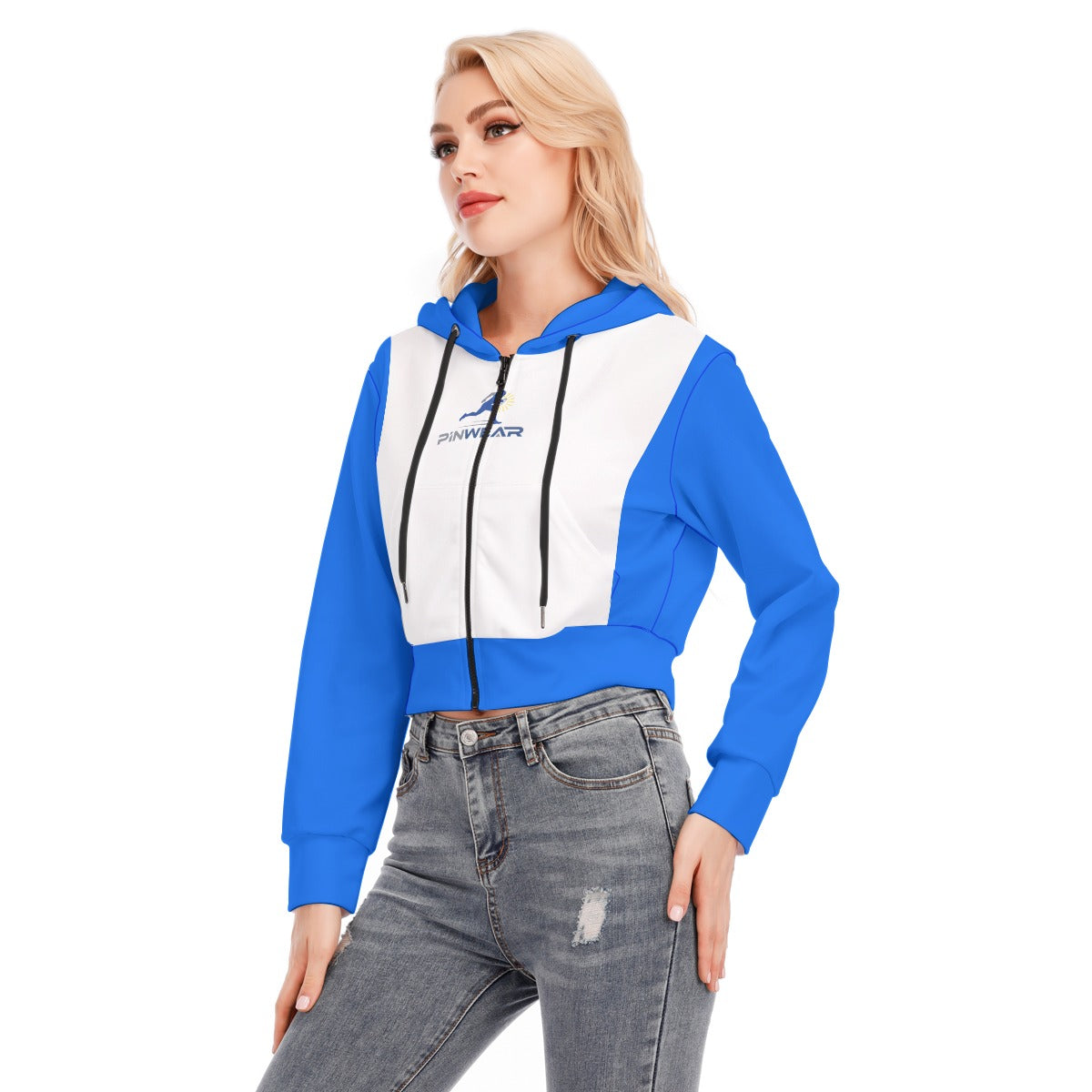 Pinwear Crop Top Hoodie With Zipper Closure