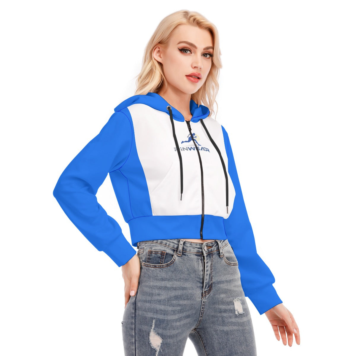 Pinwear Crop Top Hoodie With Zipper Closure